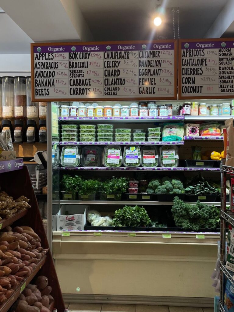 Grocery shopping at East Village Organic.