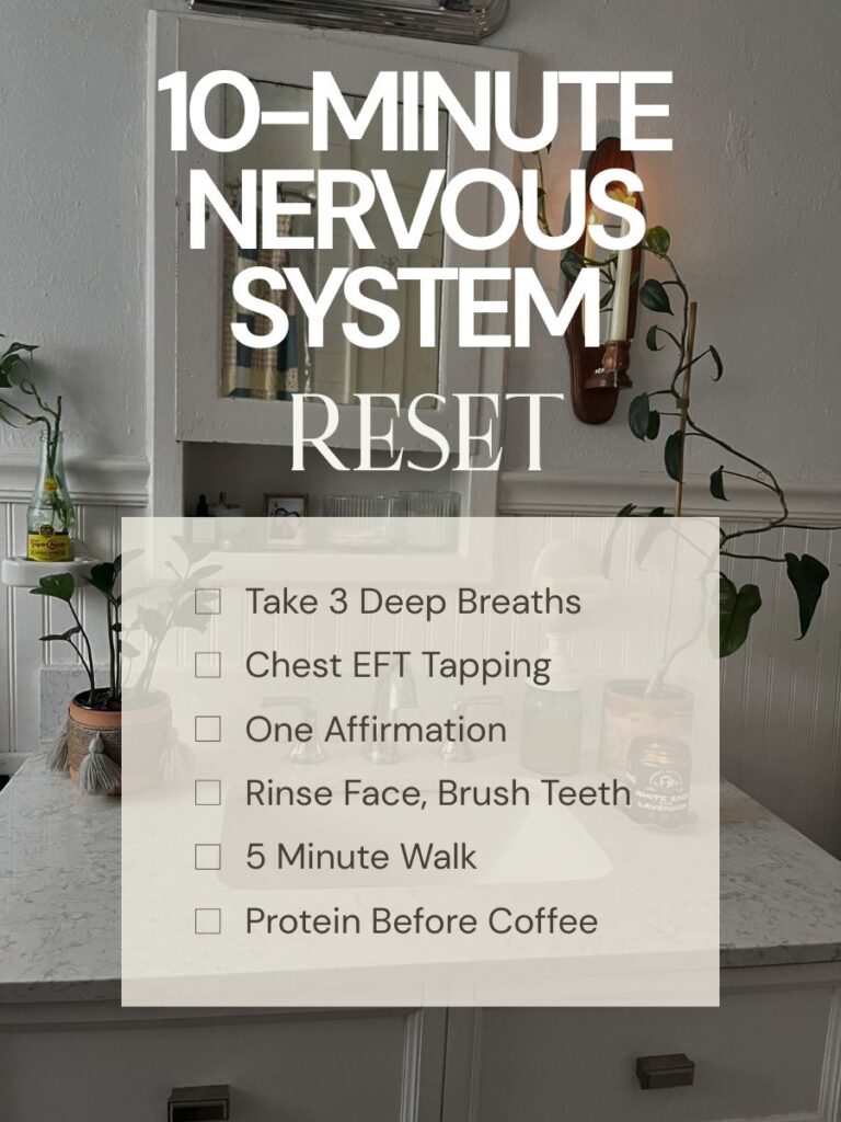 Minimalist checklist graphic of 5 quick nervous system morning habits