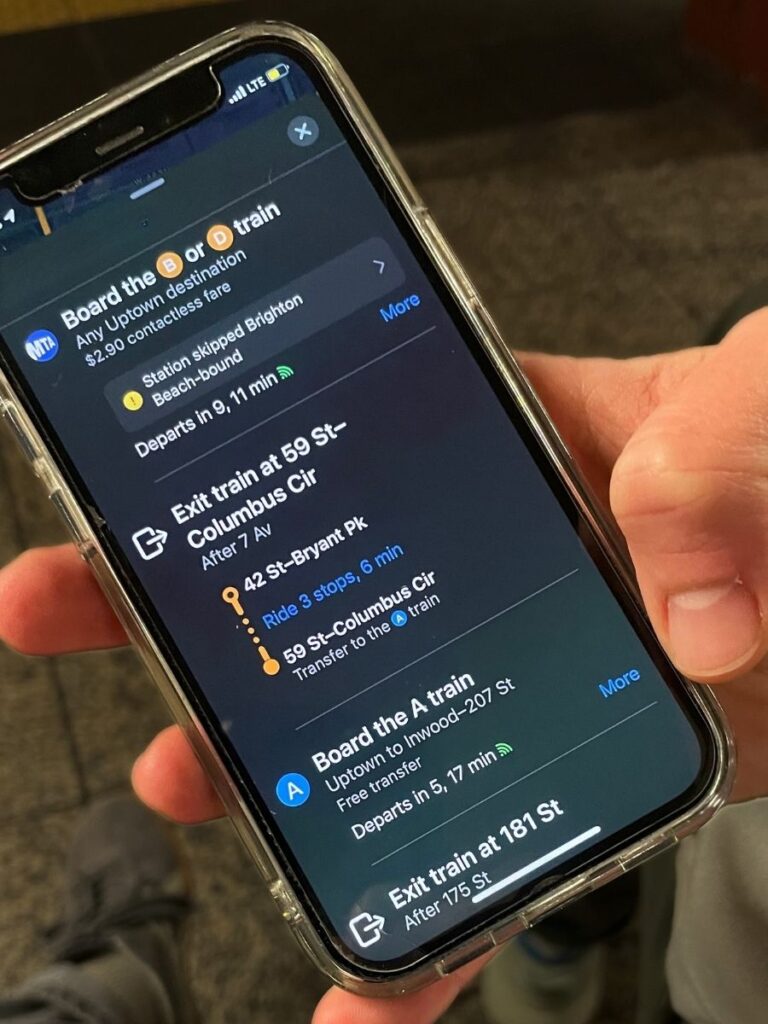 Using Google or Apple Maps for the NYC Subways.