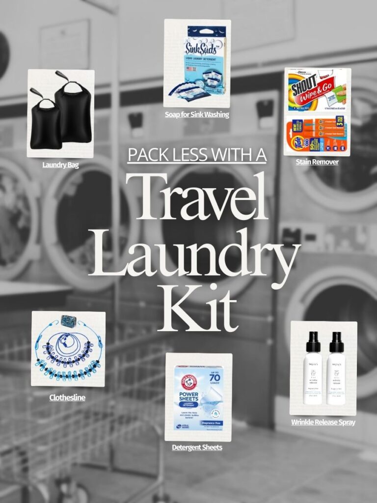 slow travel blog post about packing less by using a travel laundry kit