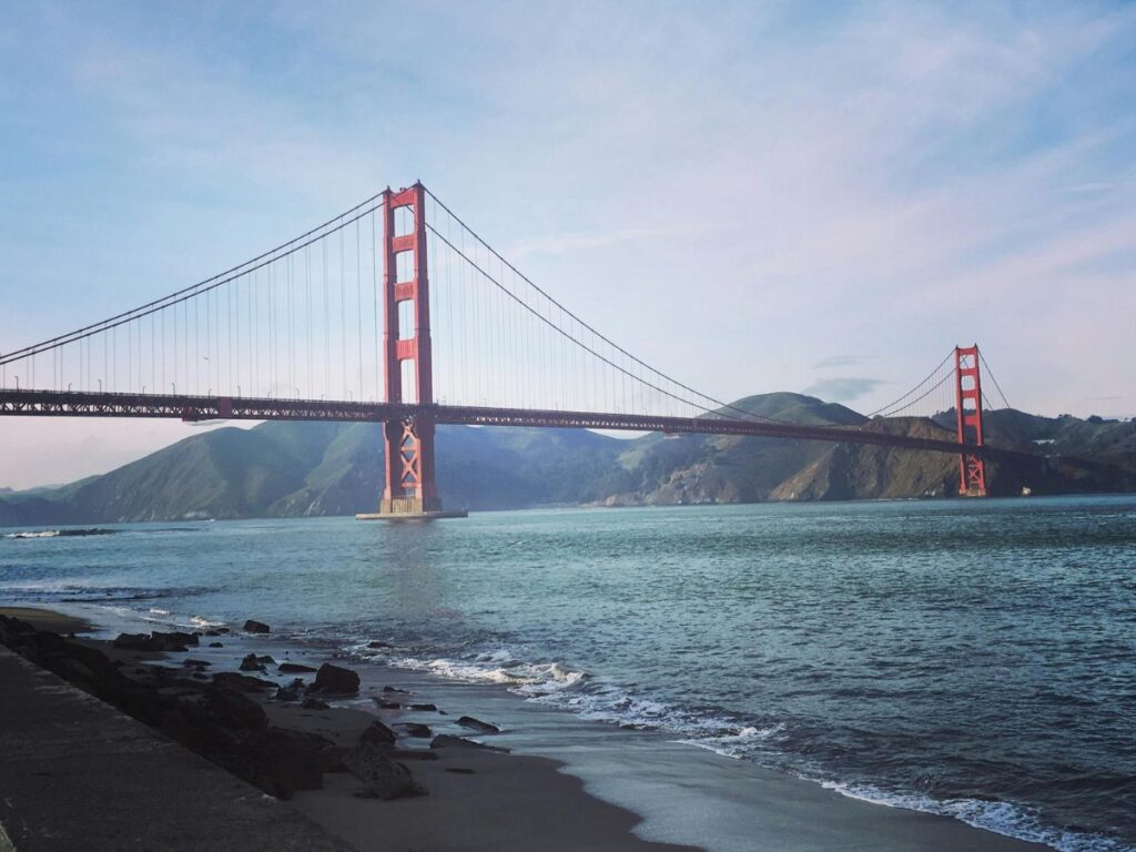 view of the golden gate bridge from golden gate beach