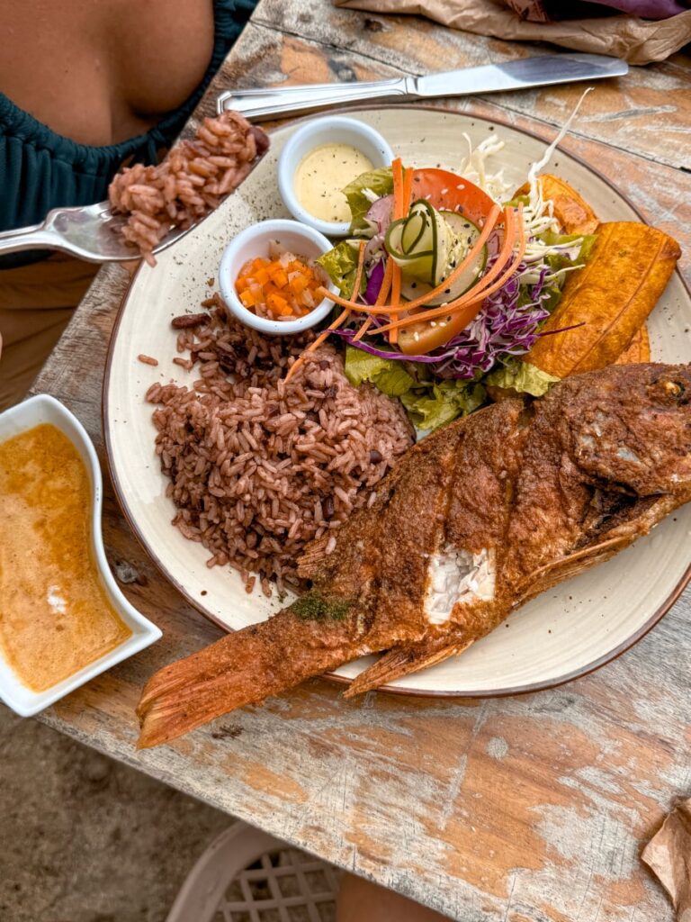 whole red snapper at beach break beachfront dinning